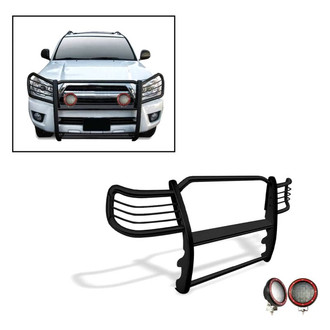 Black Horse® - Modular Design Black Grille Guard with 5.3" Red LED Lights