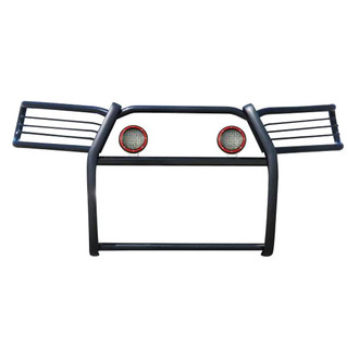 Black Horse® - Modular Design Black Grille Guard with 5.3" Red LED Lights