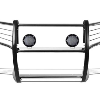 Black Horse® - Modular Design Polished Grille Guard with 5.3" Black LED Lights