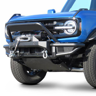 Black Horse® - Armour Full Width Black Powder Coat Front Winch Pre-Runner Bumper with Hoop