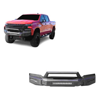 Black Horse® - Armour II Full Width Black Front Modular Bumper with Hoop