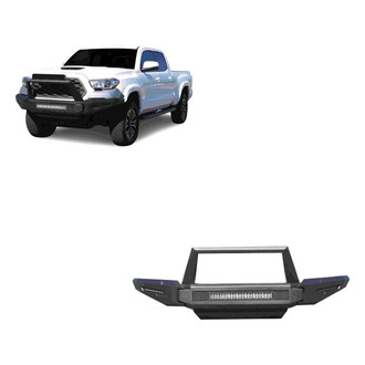 Black Horse® - Armour II Full Width Black Front Modular Bumper with Hoop