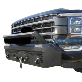 Black Horse® - Armour III Stubby Black Front HD Bumper with Hoop