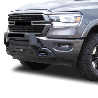 Black Horse® - Armour III Light Stubby Black Front HD Bumper with Hoop