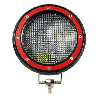 Black Horse® - 2.5" Polished LED Bull Bar w/o Skid Plate and with 5.3" Red Round Flood LED Lights