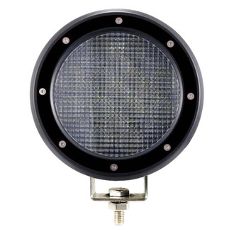 Black Horse® - 2.5" Polished LED Bull Bar w/o Skid Plate and with 5.3" Black Round Flood LED Lights