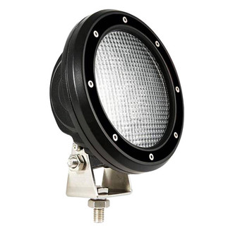 Black Horse® - 3" Polished LED Bull Bar w/o Skid Plate and with 5.3" Black Round Flood LED Lights