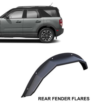 Black Horse® - Heavy Duty Sheet Metal Plate Style Textured Black Rear Fender Flares