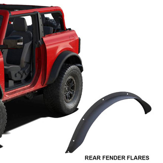 Black Horse® - Sheet Metal Plate Style Textured Black Rear Fender Flares