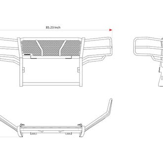 Black Horse® - Rugged Series Modular Design Black LED Grille Guard with 7" Round Black LED Light with Harness and Switch