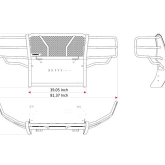 Black Horse® - Rugged Series Modular Design Black LED Grille Guard with 7" Round Black LED Light with Harness and Switch