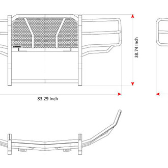 Black Horse® - Rugged Series Modular Design Black LED Grille Guard with 7" Round Black LED Light with Harness and Switch