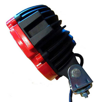 Black Horse® - Rugged Series Modular Design Black LED Grille Guard with 7" Round Red LED Light with Harness and Switch