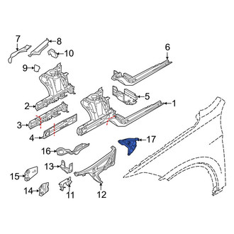 BMW OE - Left Body A-Pillar Reinforcement Plate