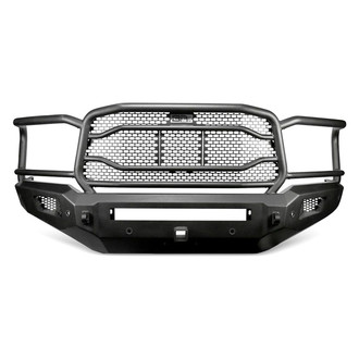 Body Armor 4x4® - Ambush XT Full Width Black Powder Coated Front HD Bumper with Grille Guard and 2" Hitch Receiver