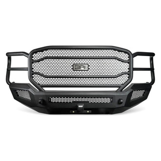Body Armor 4x4® - Ambush XT Full Width Black Powder Coated Front HD Bumper with Grille Guard and 2" Hitch Receiver