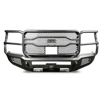 Body Armor 4x4® - Ambush XT Full Width Black Powder Coated Front HD Bumper with Grille Guard and 2" Hitch Receiver
