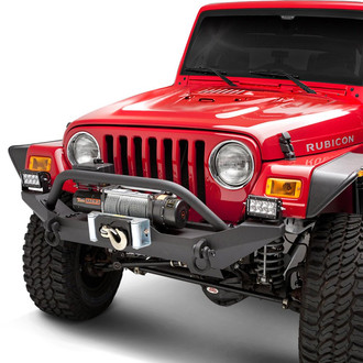 Body Armor 4x4® - Formed Full Width Black Front Winch HD Bumper with Hoop