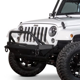 Body Armor 4x4® - Mid Width Black Front Winch HD Bumper with Hoop