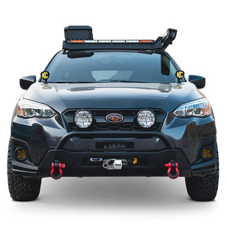 Body Armor 4x4® - Hiline Stubby Black Powder Coated Front Winch HD Bumper with Hoop
