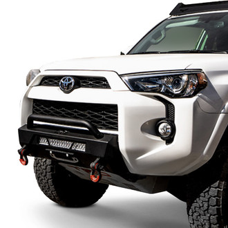 Body Armor 4x4® - Hiline Stubby Black Powder Coated Front Winch HD Bumper with Hoop