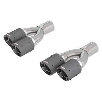 Borla® - Stainless Steel Round Rolled Edge Angle Cut Dual Carbon Fiber Exhaust Tips