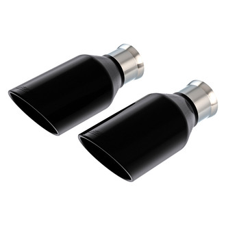 Borla® - 304 SS Round Angle Cut Clamp-On Black Chrome Exhaust Tips