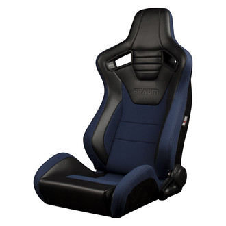Braum® - Elite-S Series Leatherette Black Racing Seats with Blue Plaid Insert