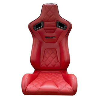 Braum® - Elite-X Series Diamond Edition Red Leatherette Racing Seats with Black Stitching and Black Piping