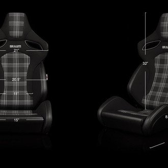 Braum® - Orue S Series Sport Seats, Cinnamon & Black Leatherette with White Stitching