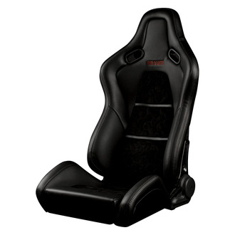 Braum® - Falcon-S Composite Carbon Fiber Honeycomb Shell Reclining Seats, Black Leatherette with Alcantara Inserts