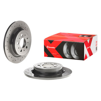 Brembo® - Premium Xtra Cross Drilled UV Coated 1-Piece Rear Brake Rotor