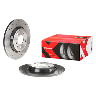 Brembo® - Premium Xtra Cross Drilled UV Coated 1-Piece Rear Brake Rotor