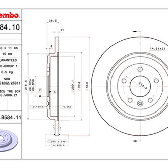 Brembo® - UV Coated Series Plain Solid Rear Brake Rotor
