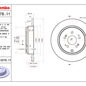 Brembo® - UV Coated Series Plain Solid Rear Brake Rotor