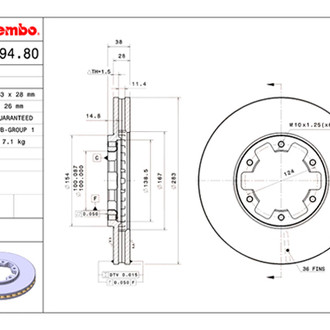 Brembo® - OE Replacement Vented Front Brake Rotor