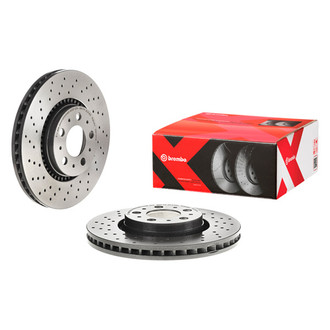Brembo® - Premium Xtra Cross Drilled UV Coated 1-Piece Front Brake Rotor