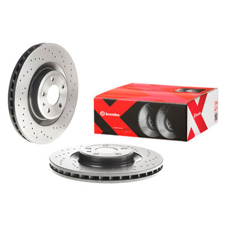 Brembo® - Premium Xtra Cross Drilled UV Coated 1-Piece Front Brake Rotor