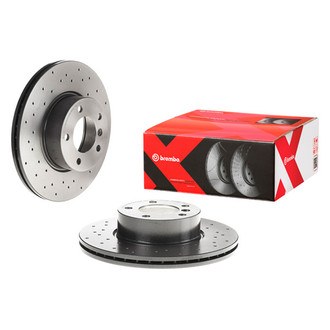 Brembo® - Premium Xtra Cross Drilled UV Coated 1-Piece Front Brake Rotor
