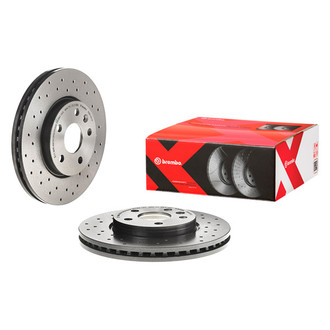 Brembo® - Premium Xtra Cross Drilled UV Coated 1-Piece Front Brake Rotor