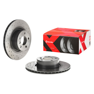 Brembo® - Premium Xtra Cross Drilled UV Coated 1-Piece Rear Brake Rotor