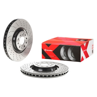 Brembo® - Premium Xtra Cross Drilled UV Coated 1-Piece Front Brake Rotor