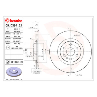 Brembo® - UV Coated Plain Vented Brake Rotor