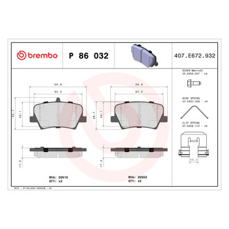 Brembo® - Premium Low-Met OE Equivalent Low-Metallic Rear Brake Pads