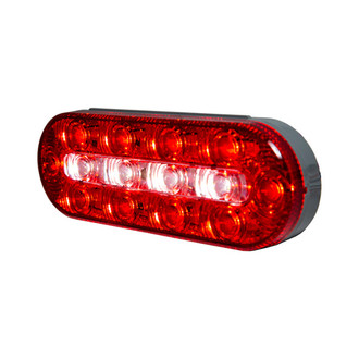 Buyers® - 6" Clear/Red Oval Surface Mount LED Combination Tail Light with Backup Light