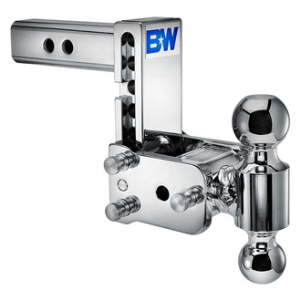 B&W Trailer Hitches® - Class 4 Tow & Stow Adjustable 5" Drop Chrome Dual Ball Mount for 2" Receivers