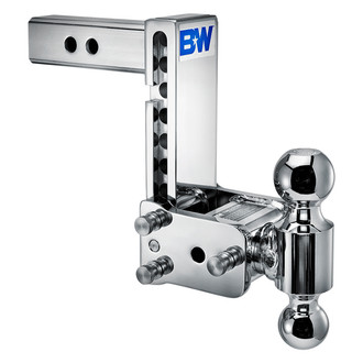 B&W Trailer Hitches® - Class 4 Tow & Stow Adjustable 7" Drop Chrome Dual Ball Mount for 2" Receivers