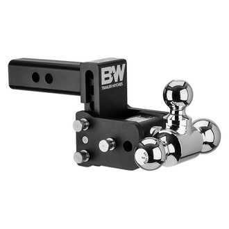B&W Trailer Hitches® - Class 4 Tow & Stow Adjustable 3" Drop Black Tri-Ball Mount for 2" Receivers