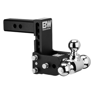 B&W Trailer Hitches® - Class 4 Tow & Stow Adjustable 5" Drop Black Tri-Ball Mount for 2" Receivers