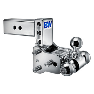 B&W Trailer Hitches® - Class 4 Tow & Stow Adjustable 5" Drop Chrome Tri-Ball Mount for 2-1/2" Receivers